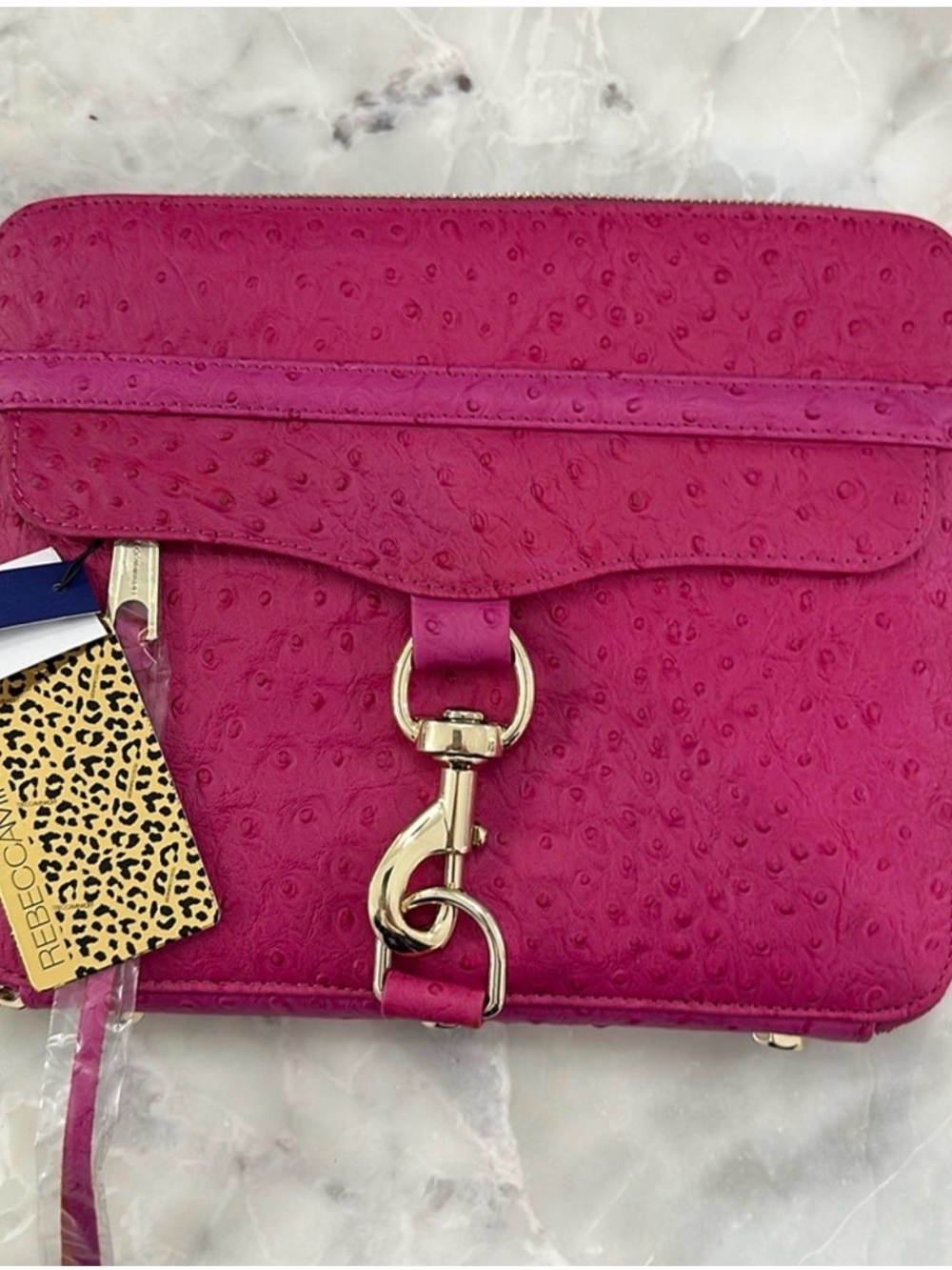 Rebecca Minkoff Hot Pink Ostrich-Embossed iPad case